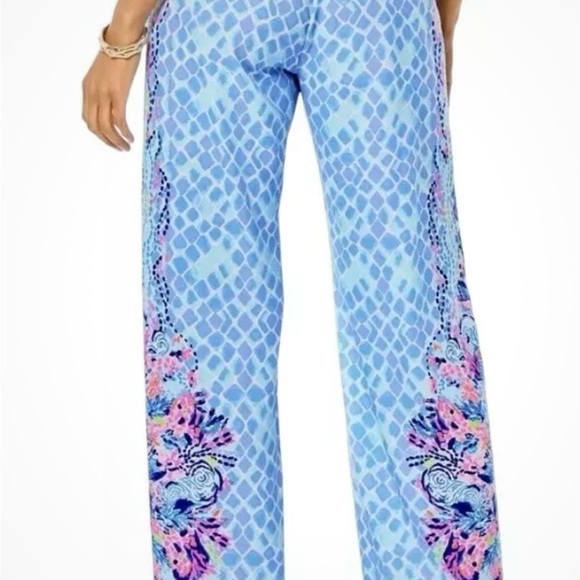 Lilly Pulitzer Bal Harbour Hidden Treasure Gem Wide Leg Pant Sz M 006335 99920B - Picture 2 of 6